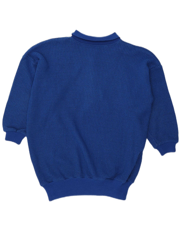 Vintage Damen Übergroßer Rollkragenpullover Pullover UK 10 Kleines blaues Acryl