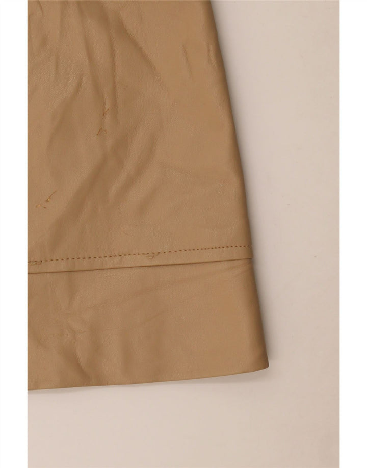 Zara Damen Kunstlederrock Medium W28 Beige