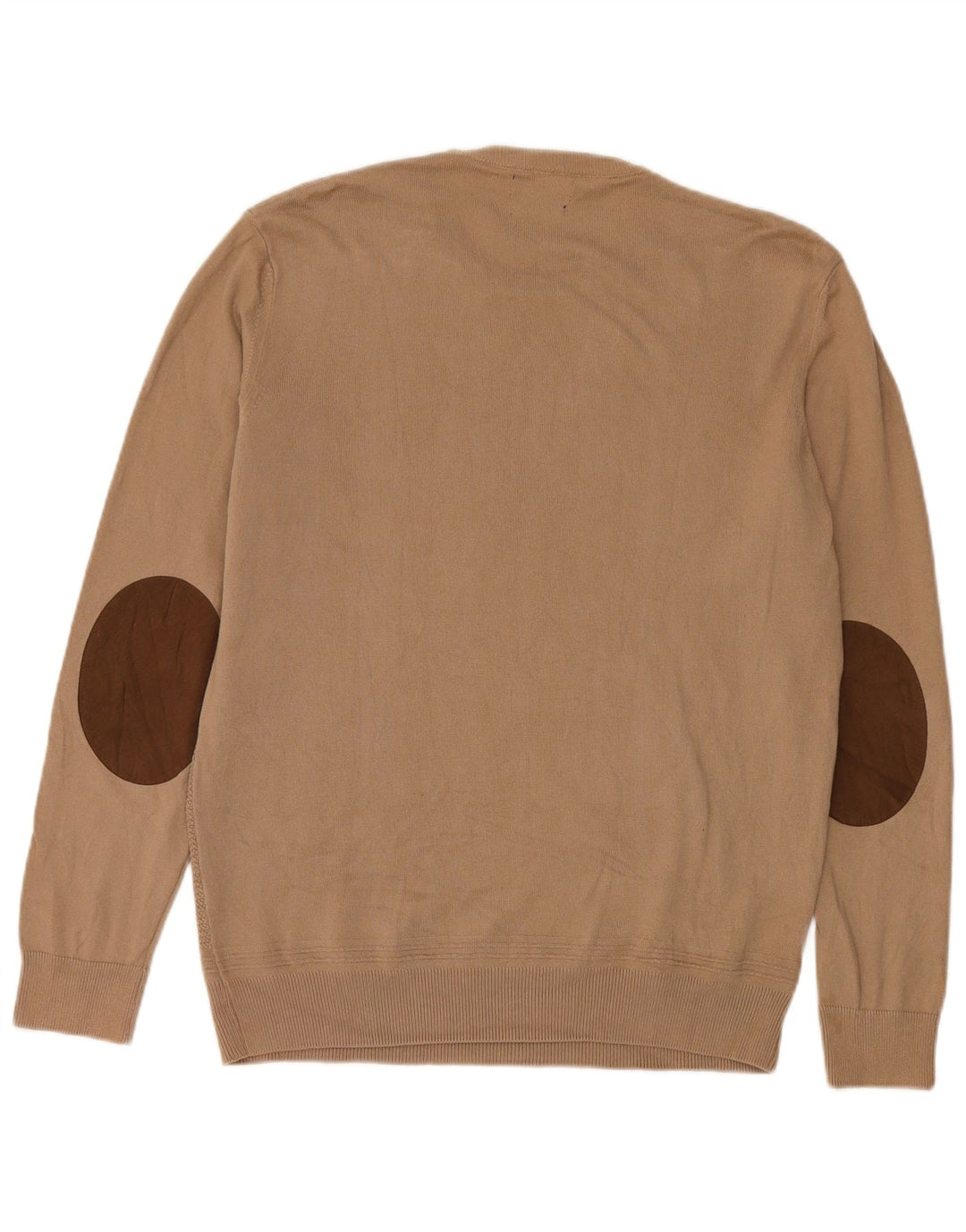 Zara Herren-Pullover mit Rundhalsausschnitt, groß, beige Baumwolle