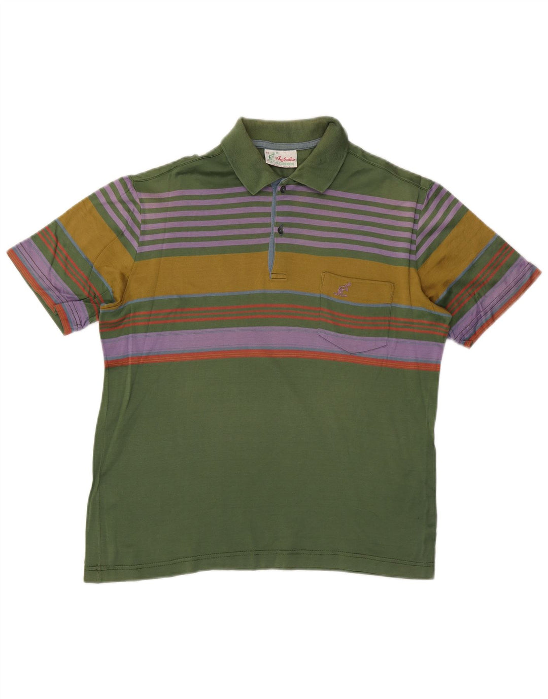 AUSTRALIAN L'ALPINA Herren Poloshirt IT 48 Mittelgrün gestreift