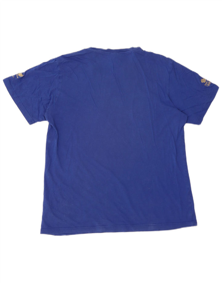 Adidas Herren Grafik-T-Shirt aus mittelblauer Baumwolle