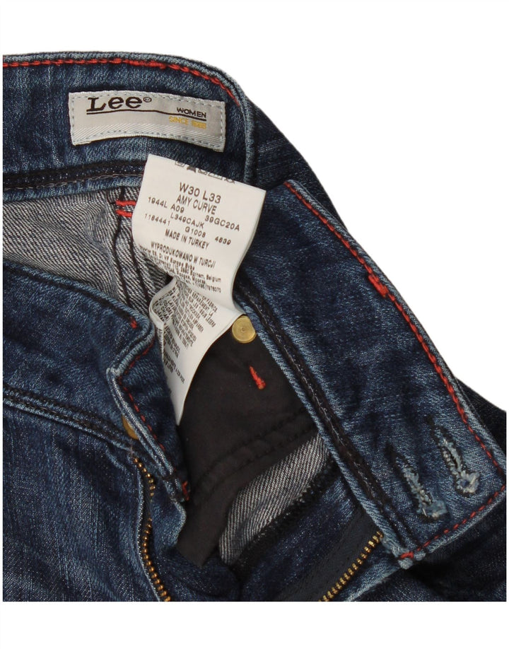 Lee Damen Amy Straight Jeans W30 L25 Marineblau Baumwolle