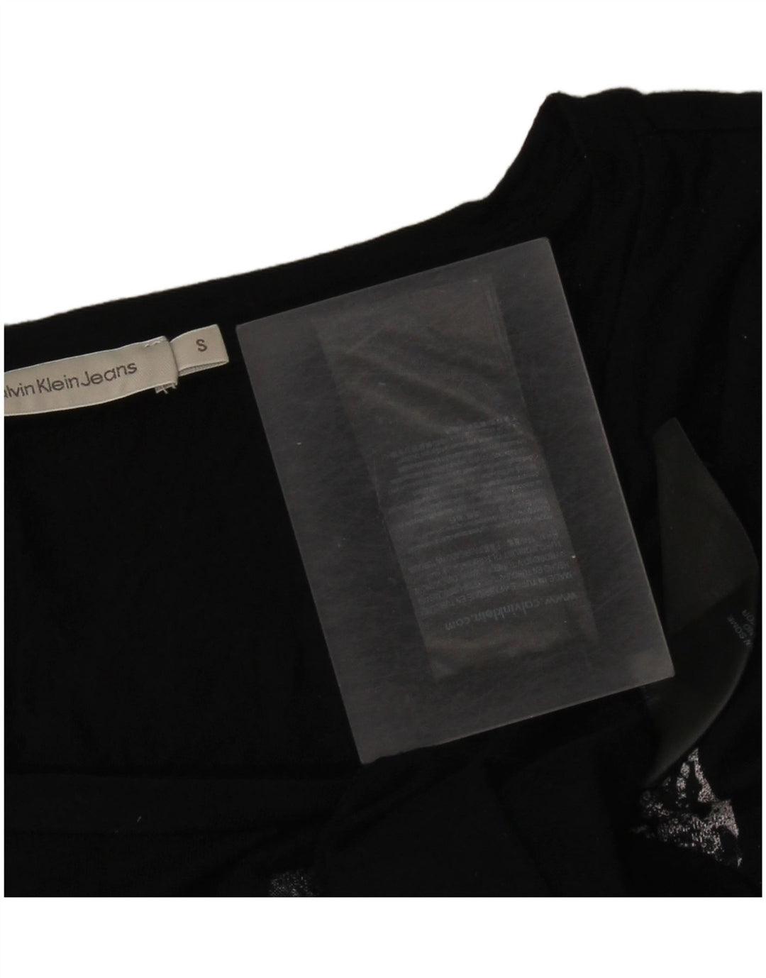 Calvin Klein Damen Grafik-T-Shirt Top UK 10 Small Schwarz Viskose