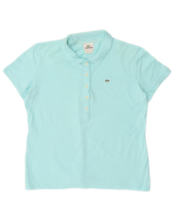 Lacoste Damen Poloshirt Größe 46 XL Blaue Baumwolle