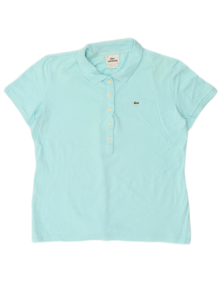 Lacoste Damen Poloshirt Größe 46 XL Blaue Baumwolle