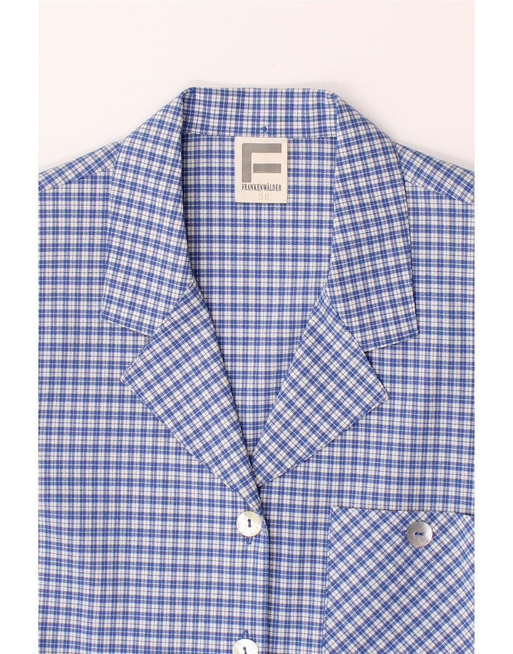 FRANKENWALDER Womens Short Sleeve Blazer Jacket EU 38 Medium Blue Check Vintage Frankenwalder and Second-Hand Frankenwalder from Messina Hembry 