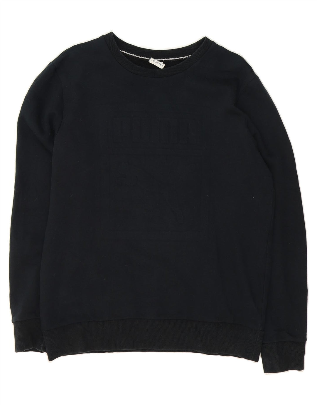 PUMA Mens Graphic Sweatshirt Jumper Medium Black Cotton Vintage Puma and Second-Hand Puma from Messina Hembry 