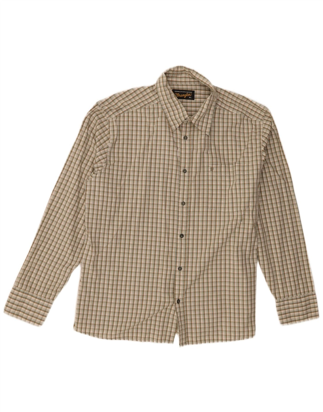 Wrangler Herrenhemd XL Beige kariert Baumwolle