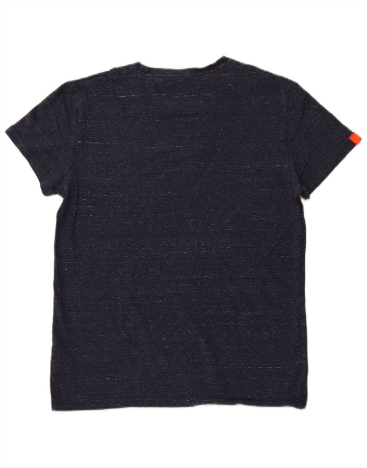 SUPERDRY Herren-T-Shirt-Oberteil aus mittelblauer, gesprenkelter Baumwolle