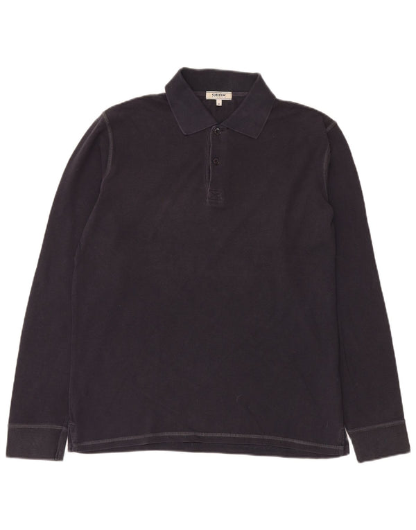 GEOX Herren Respira Langarm-Poloshirt Medium Marineblau