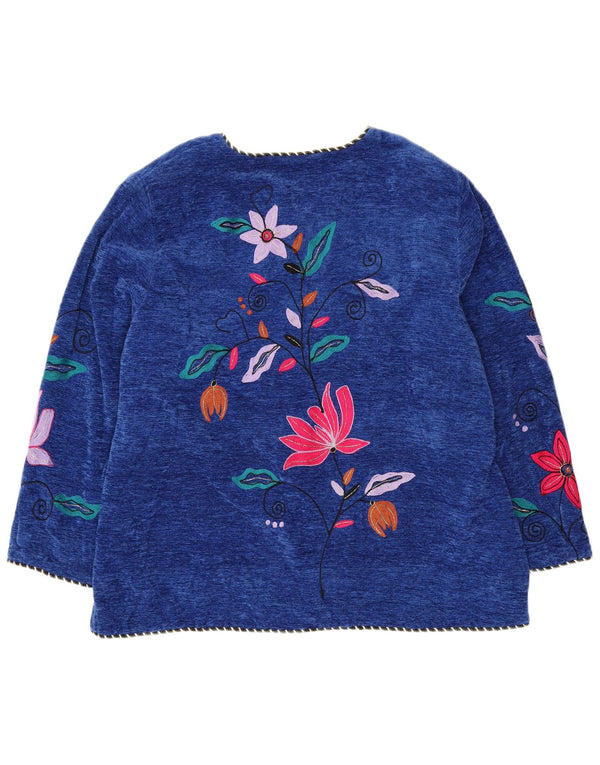 INDIGO MOON Damen Strickjacke Pullover EU 42 4XL Blau geblümt