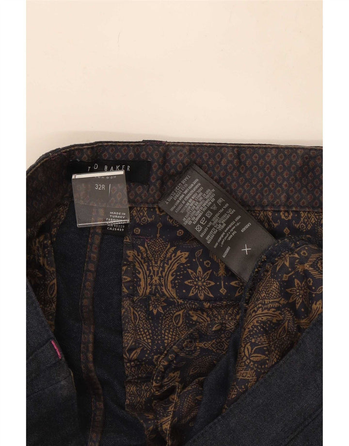Gerade Anzughose für Herren von Ted Baker, W32, L30, marineblaue Baumwolle