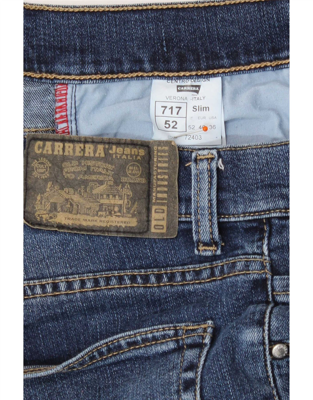 Carrera Herren 717 Slim Jeans W36 L31 Blaue Baumwolle