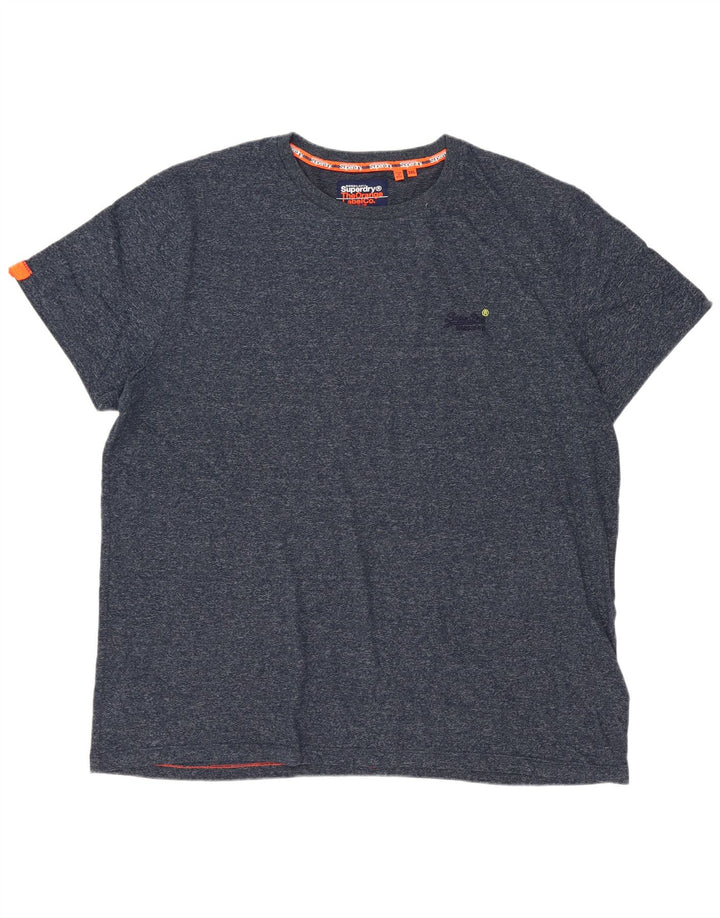 Superdry Herren T-Shirt Top 3XL Marineblau gesprenkelte Baumwolle