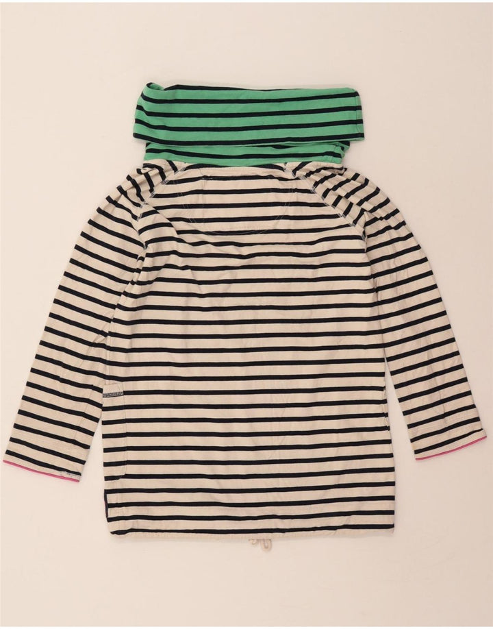 SUPERDRY Womens Roll Neck Sweatshirt Jumper UK 10 Small Off White Striped Vintage Superdry and Second-Hand Superdry from Messina Hembry 