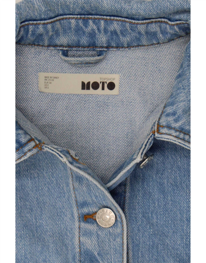 Topshop Damen Crop Übergroße Jeansjacke UK 6 XS Blaue Baumwolle