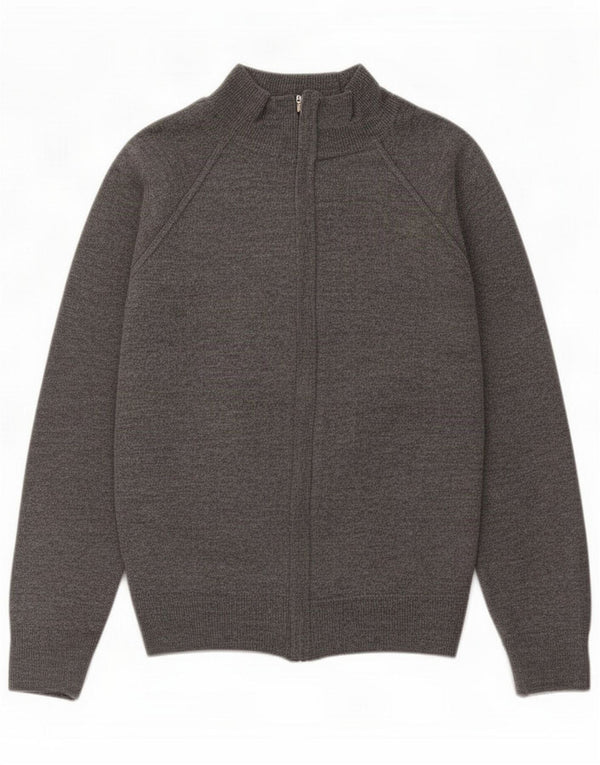 Zara Mens Cardigan Sweater Large Grey Wool