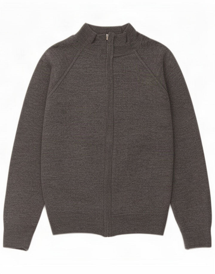 Zara Herren-Strickjacke, große graue Wolle