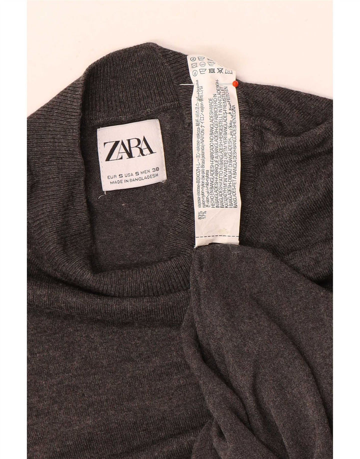 Zara Herren-Pullover mit Rollkragen, Größe S, graue Viskose