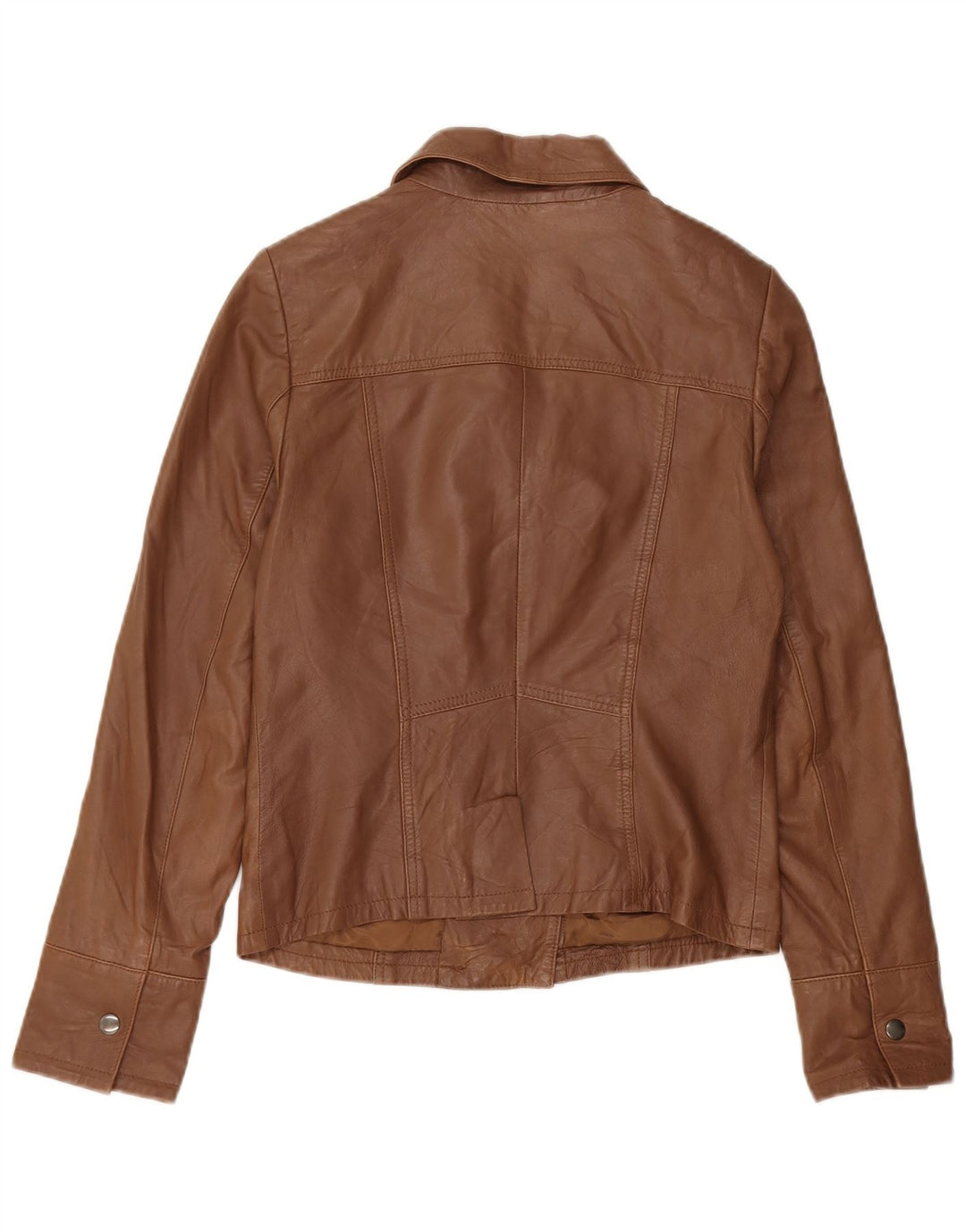 Reiss Damen Crop Lederjacke UK 10 Small Braunes Leder