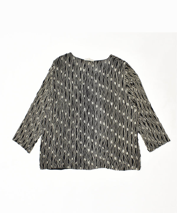 RICAMATO A MANA Damen Strickjacke Top IT 53 2XL Schwarz Geometrisch Vintage