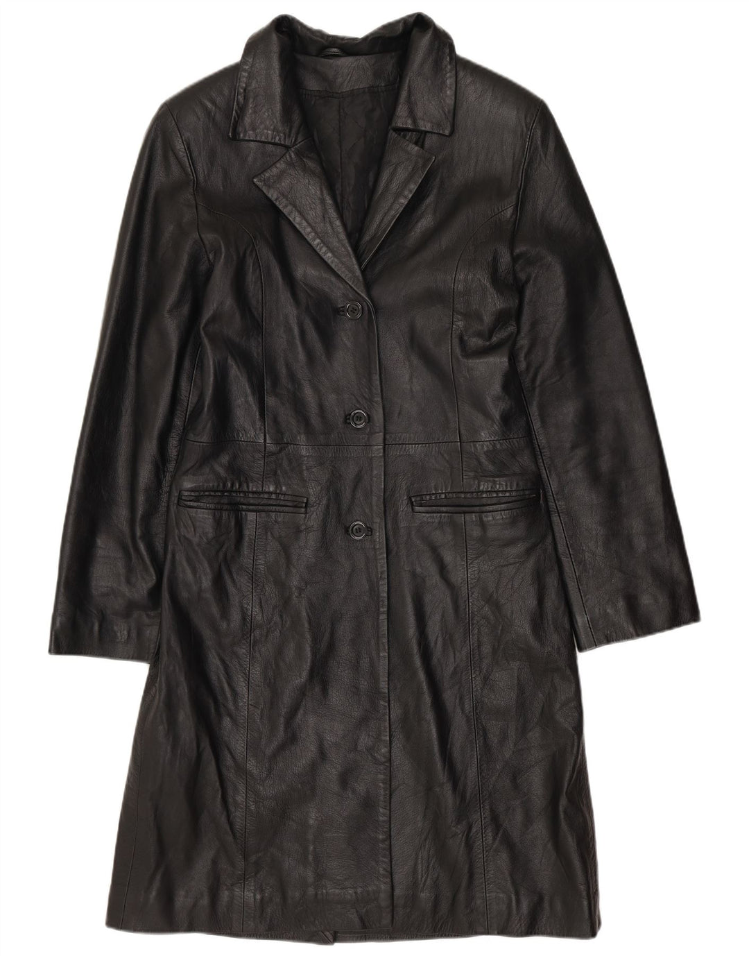 Vintage Damen Ledermantel IT 40 Kleines schwarzes Leder