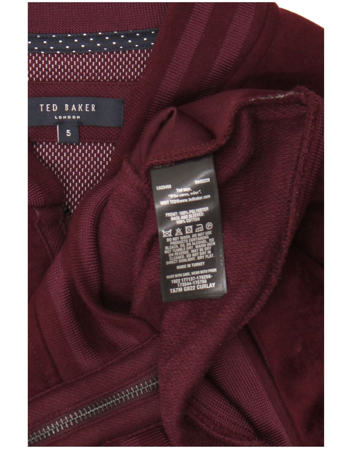 Ted Baker Damen-Trainingsanzug, Oberteil, Jacke, Größe 5, XL, burgunderrotes Polyester