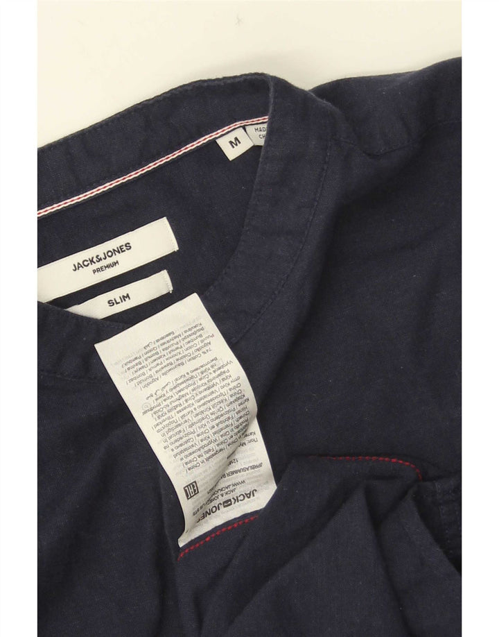 Jack & Jones Slim-Fit-Pulloverhemd für Herren aus mittelblauer Baumwolle