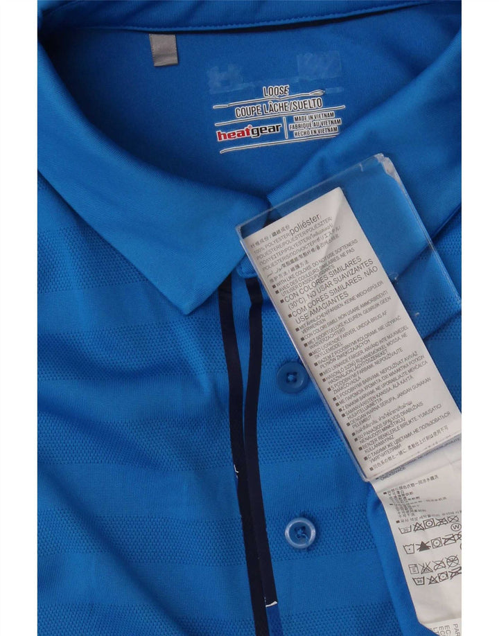 Under Armour Herren Heat Gear Poloshirt, großes blau gestreiftes Polyester