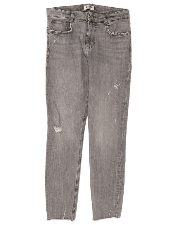 ZARA Damen Skinny Jeans EU 40 Medium W30 L26 Grau Baumwolle