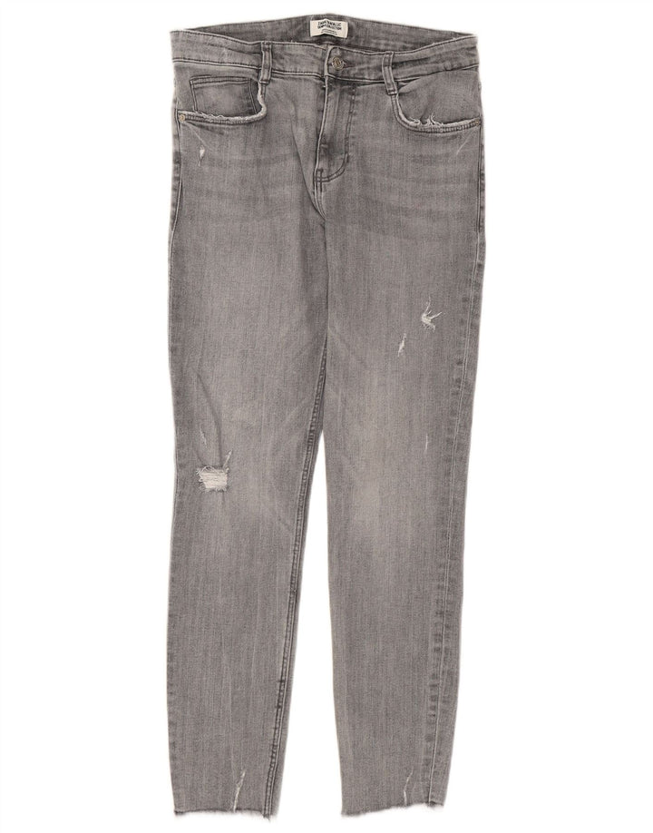 ZARA Damen Skinny Jeans EU 40 Medium W30 L26 Grau Baumwolle