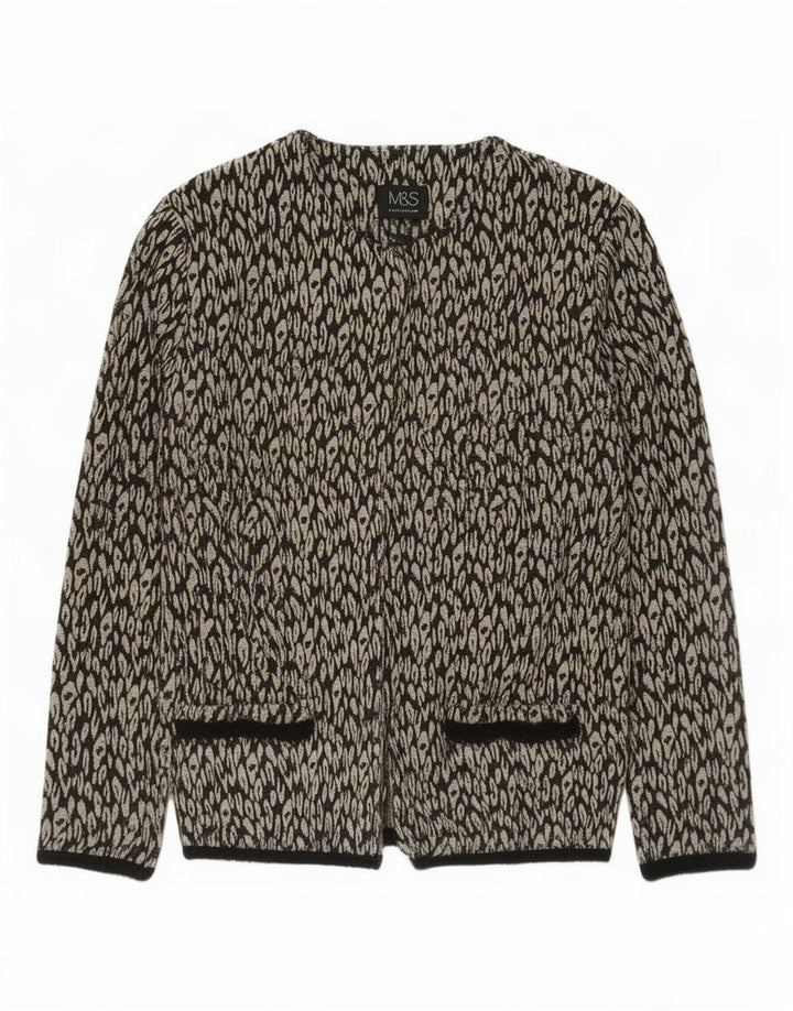 Marks & Spencer Offene Damen-Blazerjacke, Größe S, Größe S, Schwarz, Animal-Print