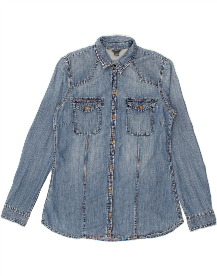 EDDIE BAUER Womens Denim Shirt UK 14 Medium Blue Cotton Vintage Eddie Bauer and Second-Hand Eddie Bauer from Messina Hembry 