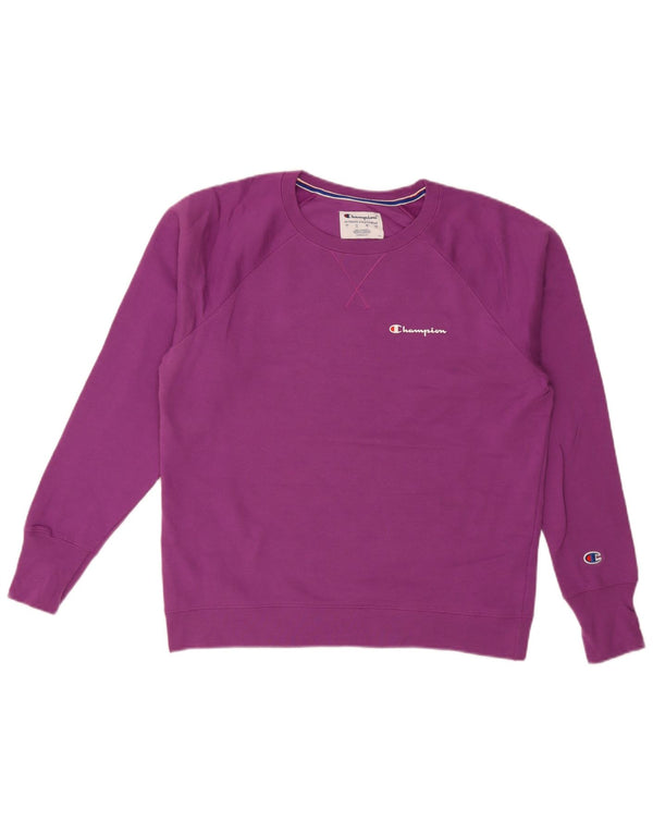 Champion Womens Graphic Sweatshirt Pullover UK 16 Large Lila Polyester