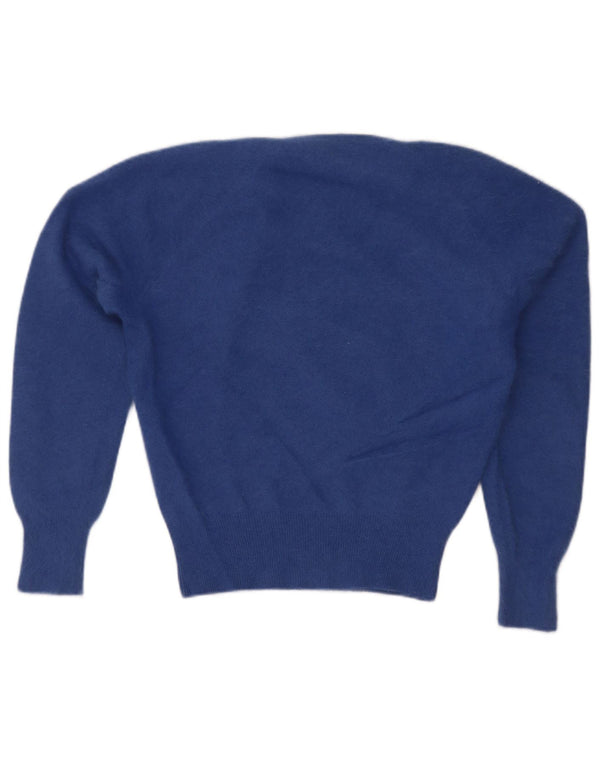 Luisa Spagnoli Damen Crop Pullover mit U-Boot-Ausschnitt, UK 12, Mittelblau