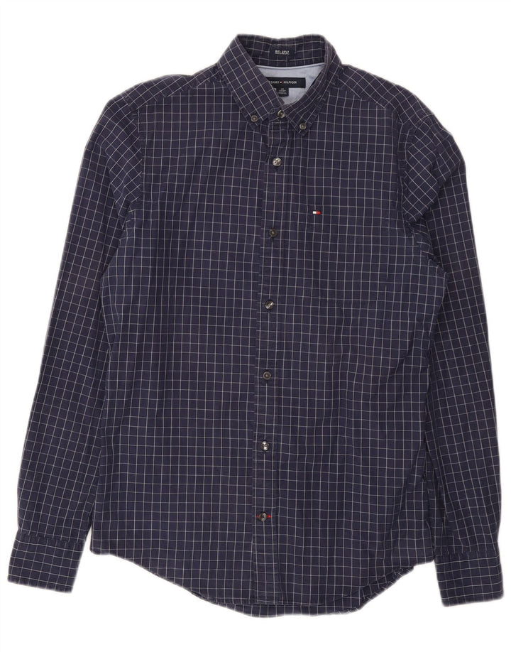 Tommy Hilfiger Herrenhemd XS Marineblau kariert Baumwolle