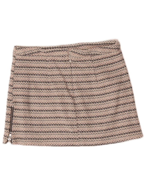 Topshop Damen Minirock UK 12 Medium W30 Weiß gestreifte Baumwolle