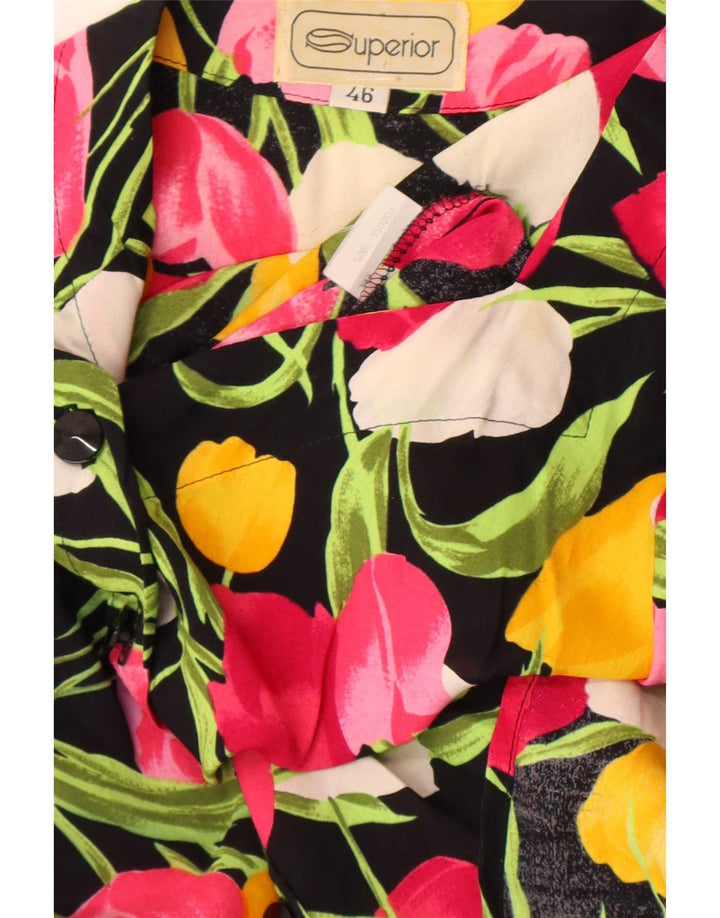 Superior Damen-Blusenoberteil mit kurzen Ärmeln, Größe 46, groß, mehrfarbig, mit Blumenmuster