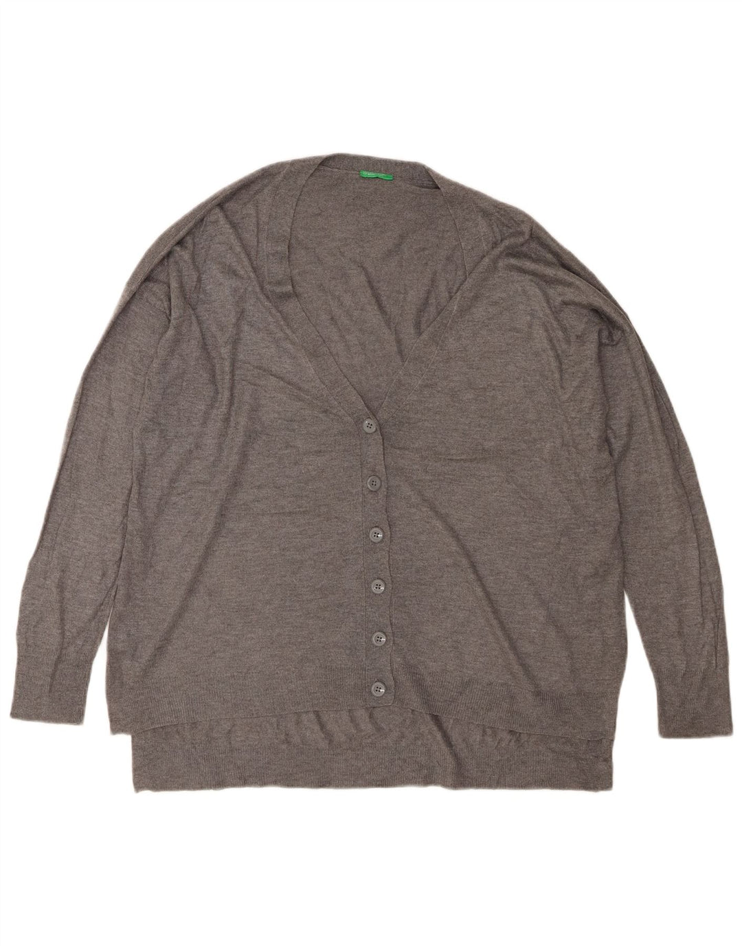 BENETTON Womens Oversized Cardigan Sweater UK 16 Large Grey Viscose