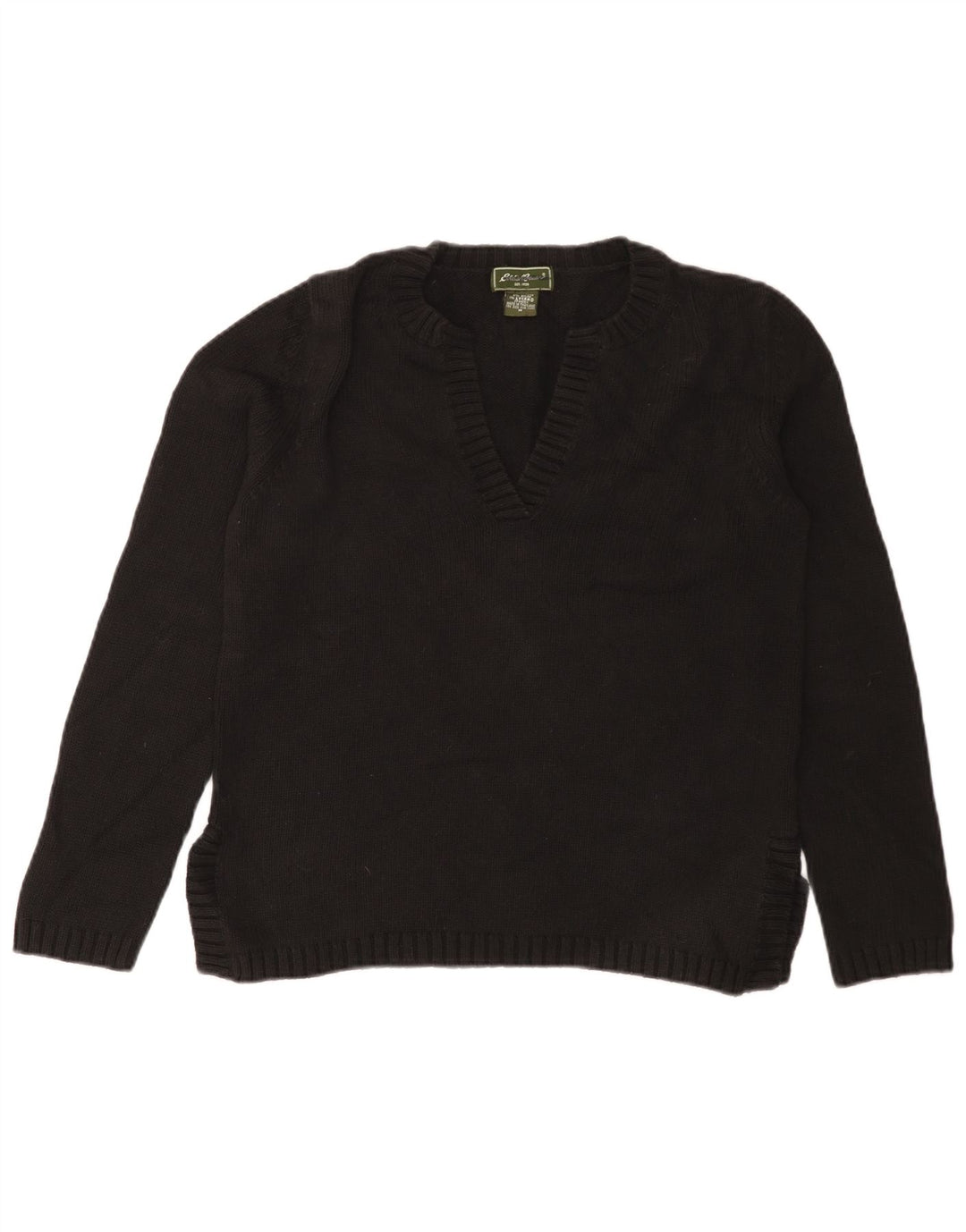 Eddie Bauer Damen-Pullover mit V-Ausschnitt, Gr. 14, mittelschwarz, Baumwolle