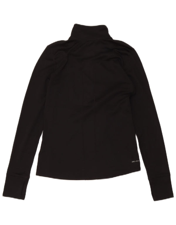 Nike Womens Dri Fit Zip Neck Pullover Trainingsanzug Top UK 10 Small Schwarz