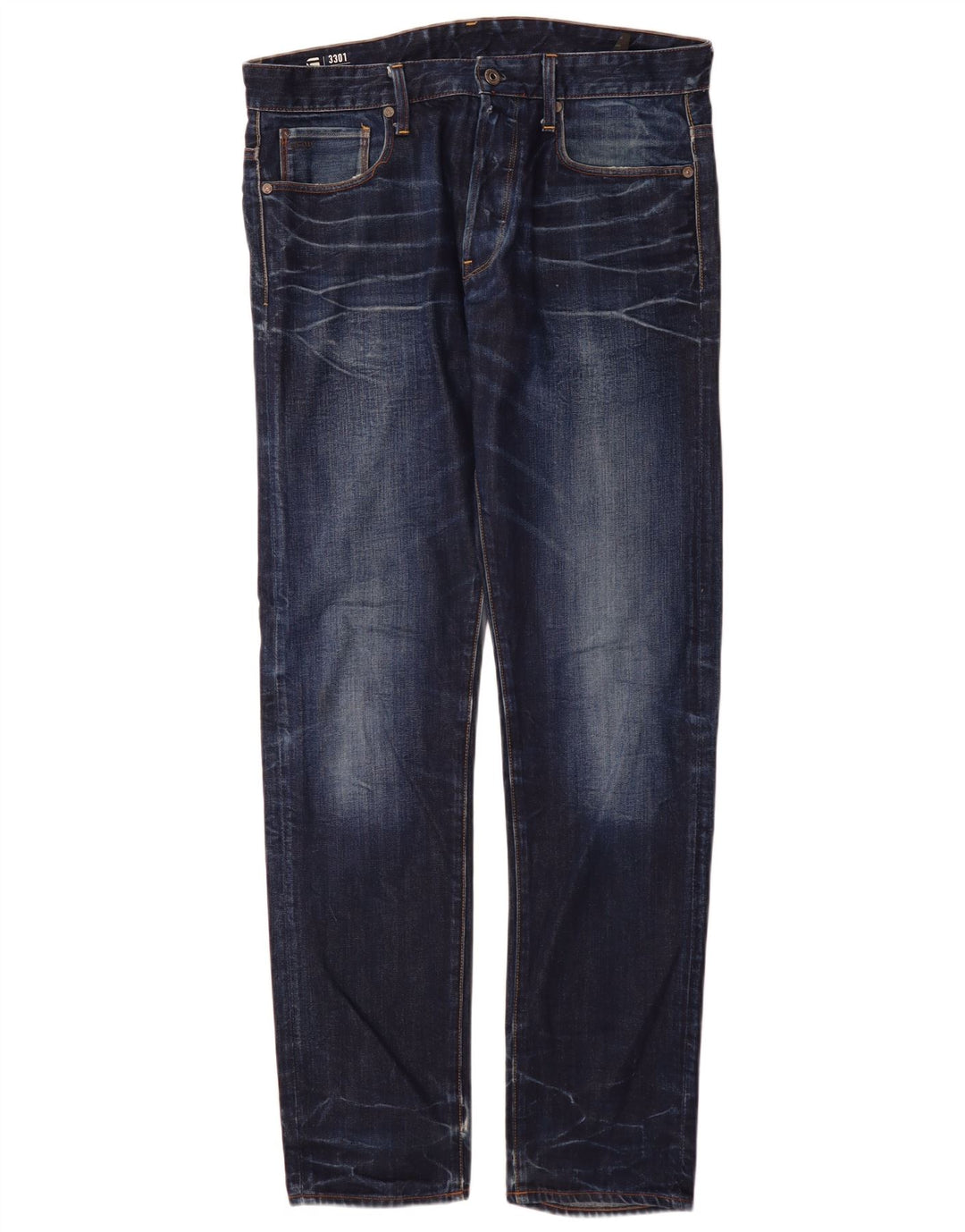G-Star Herren 3301 Slim Jeans W34 L34 Marineblaue Baumwolle