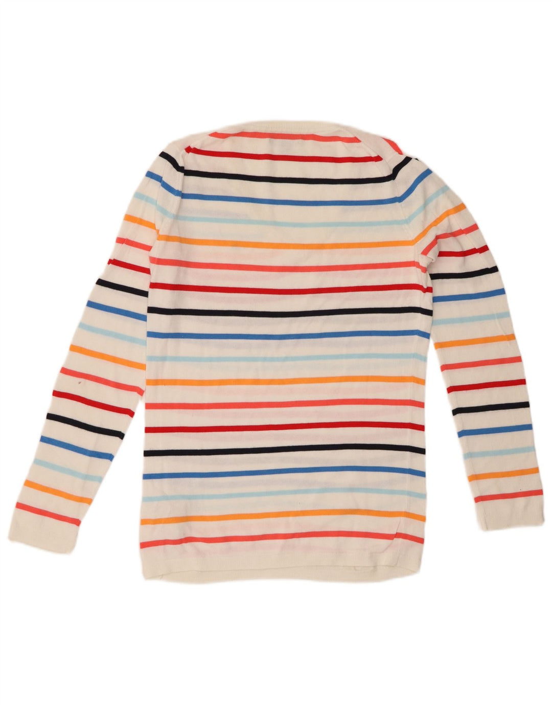 TOMMY HILFIGER Damen-Pullover mit V-Ausschnitt, Gr. 10, Größe S, weiß gestreift