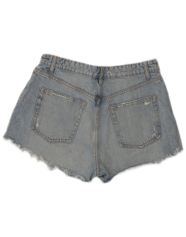 Zara Damen Distressed Denim Shorts EU 42 Large W32 Blaue Baumwolle