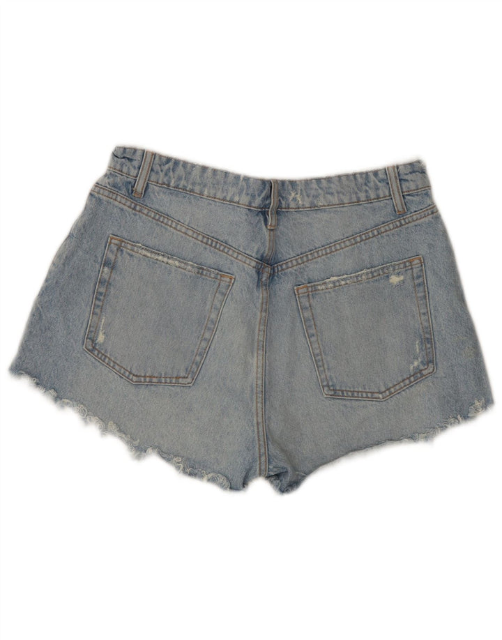 Zara Damen Distressed Denim Shorts EU 42 Large W32 Blaue Baumwolle