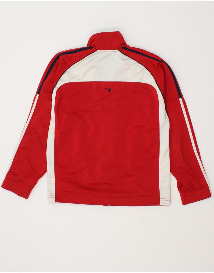 DIADORA Boys Tracksuit Top Jacket 12-13 Years Red Colourblock Polyester Vintage Diadora and Second-Hand Diadora from Messina Hembry 