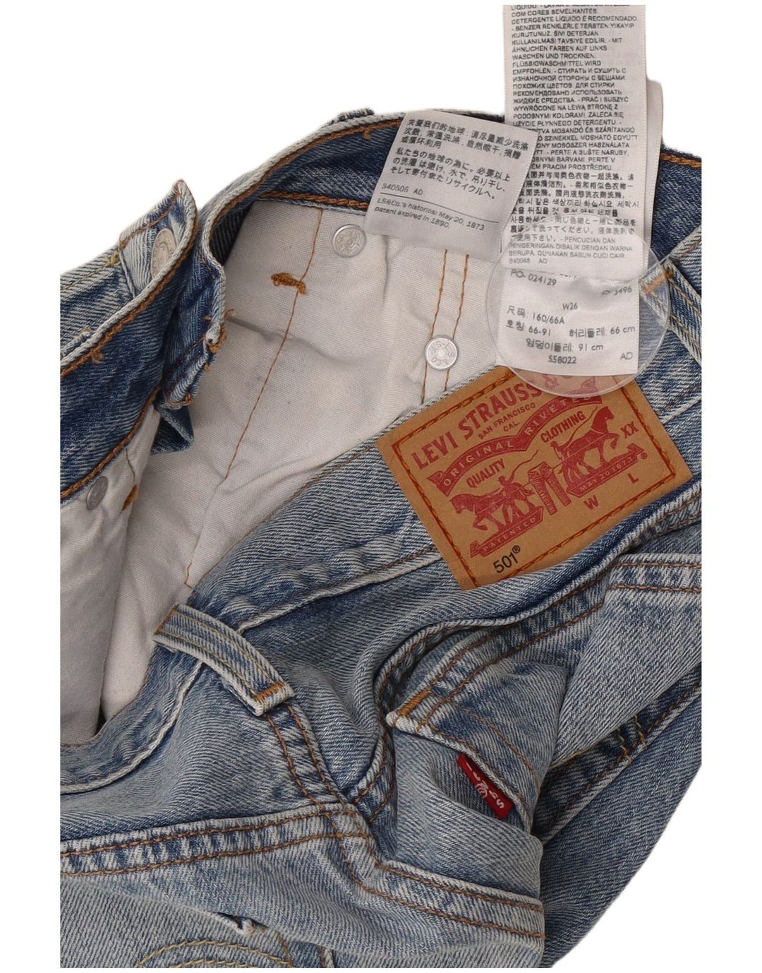 Levi's Damen 501 Distressed Denim Shorts W26 Small Blaue Baumwolle