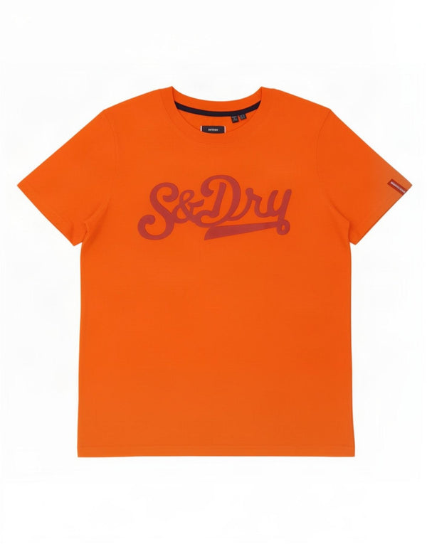 Superdry Damen Grafik-T-Shirt-Oberteil UK 14 Large Orange Baumwolle