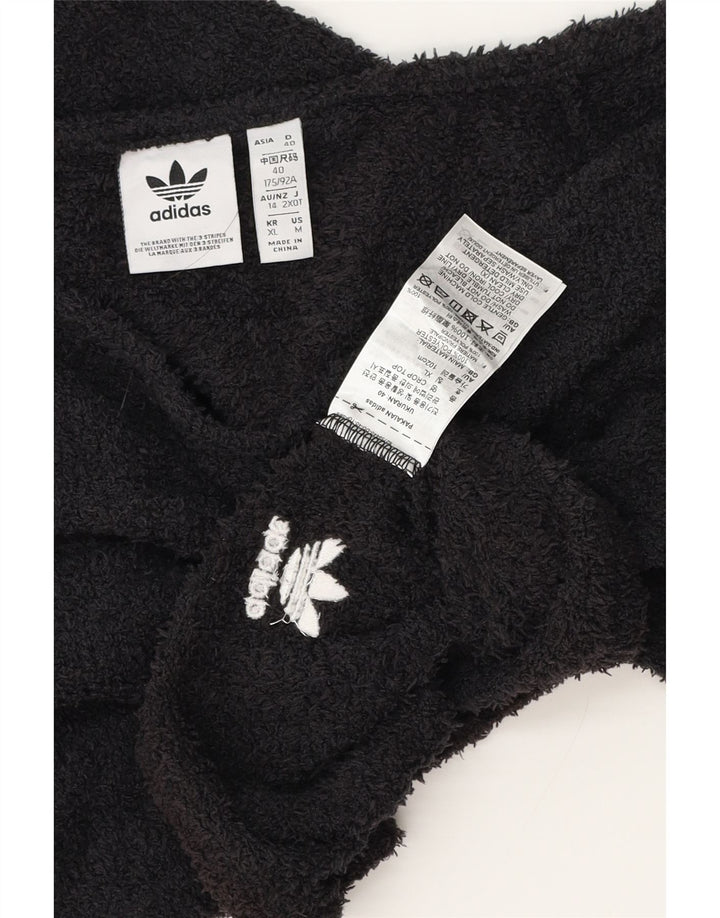 Adidas Damen Crop Fleece Off Shoulder Top UK 12 Medium Schwarz Polyester