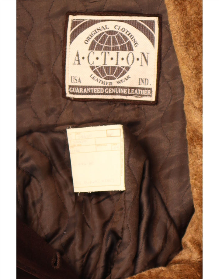 Vintage Herren Wildleder Mantel IT 52 XL Braunes Leder